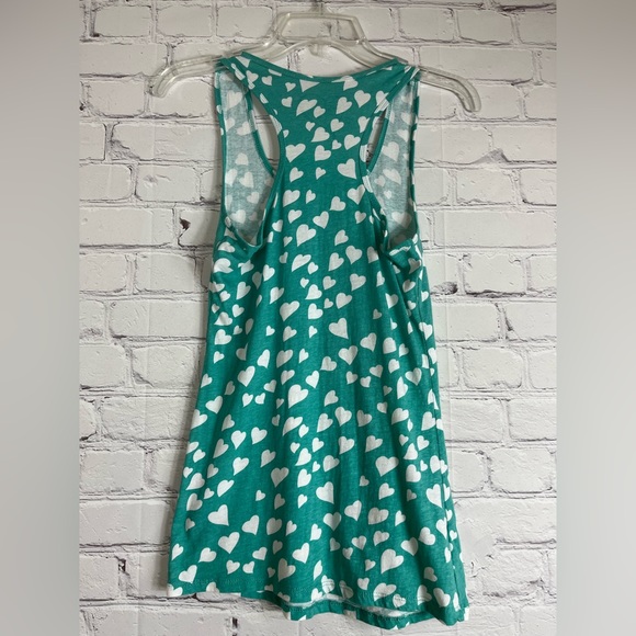 Worn once rue 21 Teal and White Heart Tank Top - Picture 2 of 4